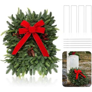 Christmas Grave Blanket Set Winter Grave Blanket Graveside Flowers for Winter Greenery Cemetery Decoration 28 x 24 Inches