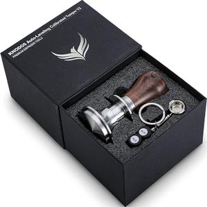 58.5mm Tamper with Walnut Handle SelfLeveling & Double Spring Loaded Calibrated Design Fits 58mm Portafilter Basket for Precise Consistent Shots