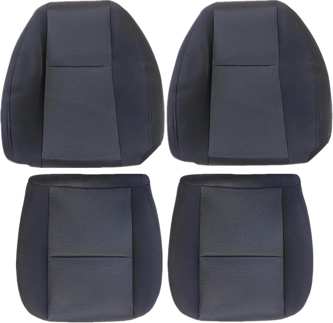 Priprilod Black Cloth Driver & Passenger Side Bottom Replacement Seat Cover & Top Lean Back Compatible with Chevy Silverado 1500 2500HD 3500HD 2007 2008 2009 2010 2011 2012 2013 2014