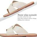 Luoika Women's Wide Width Flat Slides Sandals, Strappy Slide Sandal Slip-on Dressy Summer Shoes for Women, 8.5 