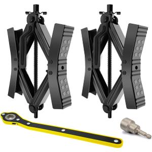 2Pcs Camper Wheel Chock Stabilizer for RV Travel Trailer, Heavy Duty RV Tire Scissor Locking X Shaped Chock Accessories with Wrench