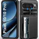 BXYJY for Google Pixel 10 & 10 Pro Case Wallet, Card Holder (4-5 Cards), Slide Camera Cover, Military Drop Protection, Heavy Duty Shockproof Rugged Men Women Phone Case for Pixel 10 & 10 Pro, Black