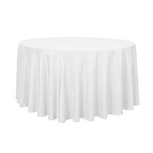 sancua Round Tablecloth - 120 Inch - Water Resistant Spill Proof Washable Polyester Table Cloth Decorative Fabric Table Cover for Dining Tables, Buffet Parties and Camping, White