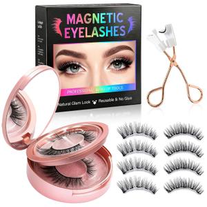 Magnetic Eyelashes with Applicator - Lightweight Reusable Eyelashes Natural Look, No Glue or Eyeliner Needed, Waterproof 3D Magnetic Eyelashes for Beginners