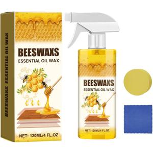 Beeswax Wood Polish Spray, Bees Wax Furniture Polish and Cleaner Natural Essential Oil Wax for Wood Polish Cleaner, Restores Shine, Protects & Conditions Wood Surfaces