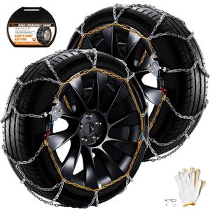 DEDC Snow Chains for SUV Cars Light Truck Tire Chains 1 Min Quick Fit Easy Chainsaw Reusable Universal Emergency Traction Chain Tire Width 255 265 275 285 295 305 315 - Set of 2 MS1620