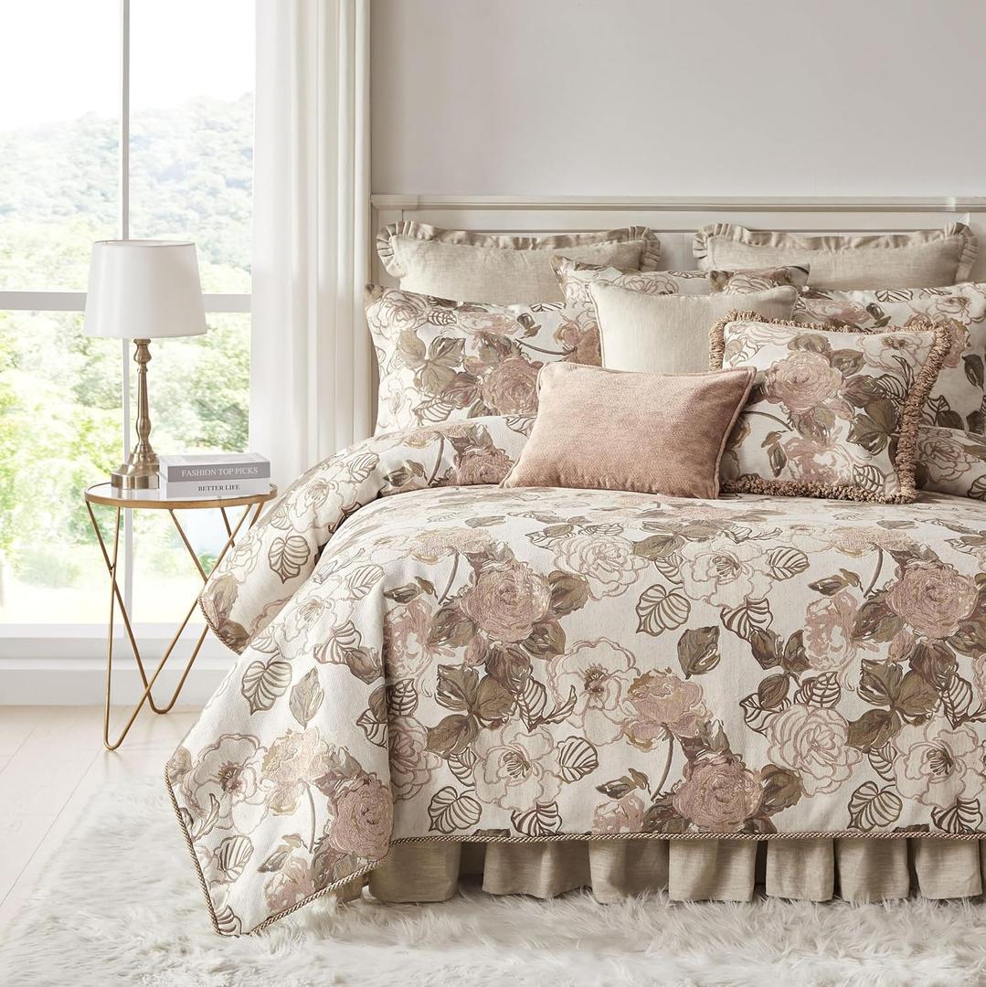 Austin Horn Classics Beauty Solid Linen Euro Sham 26" x 26" Decorative Pillow Cover with Self Flange & Ruffled Corners Zipper Closure, No Insert, Linen Fabric
