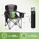 LET'S CAMP Folding Camping Chair Oversized Heavy Duty Padded Outdoor Chair with Cup Holder Storage and Cooler Bag, 450 LBS Weight Capacity, Thicken 600D Oxford,2 Pack, Twin Pack