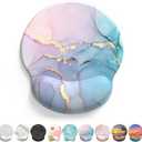 eulps Mouse Pad with Wrist Rest, Comfortable Computer Mousepad with Gel Wrist Support Smooth Surface and Non-Slip PU Base for Pain Relief, Laptop, Office & Home (Cyan Pink Marble)