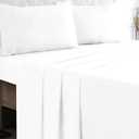 GLAMBURG Cotton Rich California King Sheet Sets - 4 Piece Deep Pocket Bed Sheets Set with Marrowing - Ultra Soft, Wrinkle Resistant, Quick Dry, Easy Care California King Sheets - White