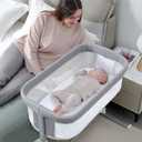 RONBEI Bassinet, Bedside Bassinet for Baby Breathable Mesh Baby Bassinet, Easy to Assemble Lightweight Portable Bassinets for Newborn Infants