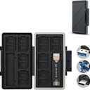 24 Slots Memory Card Case Holder for 16 Micro SD Cards, 8 SD Cards, Includes a 3 in 1 Type C USB 3.0 Micro USB 2.0 Memory Card Reader, Water-Resistant Anti-Shock