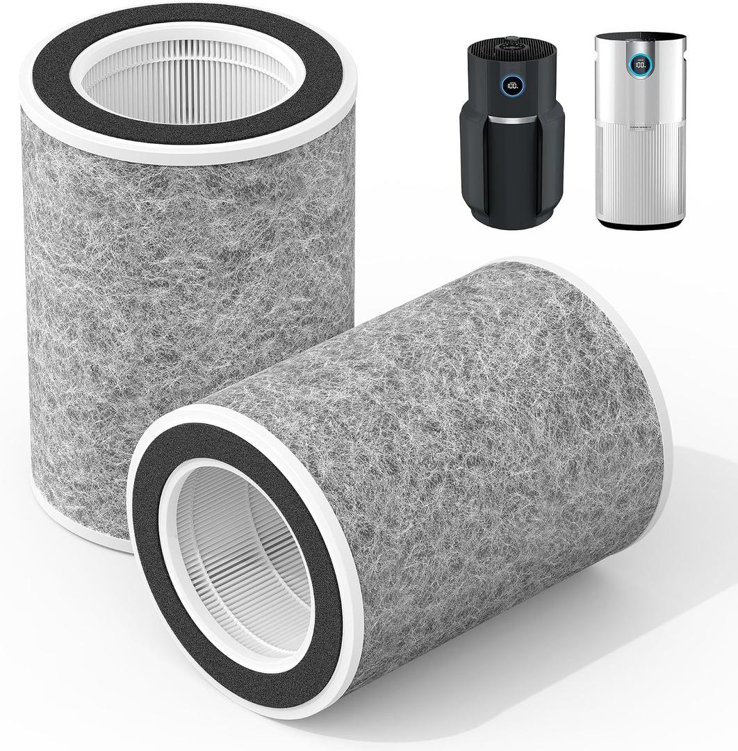 HP201 Replacement Filter Compatible with Shark HP200 HP300 Series HP201 HP202 HP302 HC501 HC502 Air Purifi-er MAX, 3-in-1 H13 True HEPA Filter, Part # HE2FKBAS, HE2FKBASMB, 2 Pack