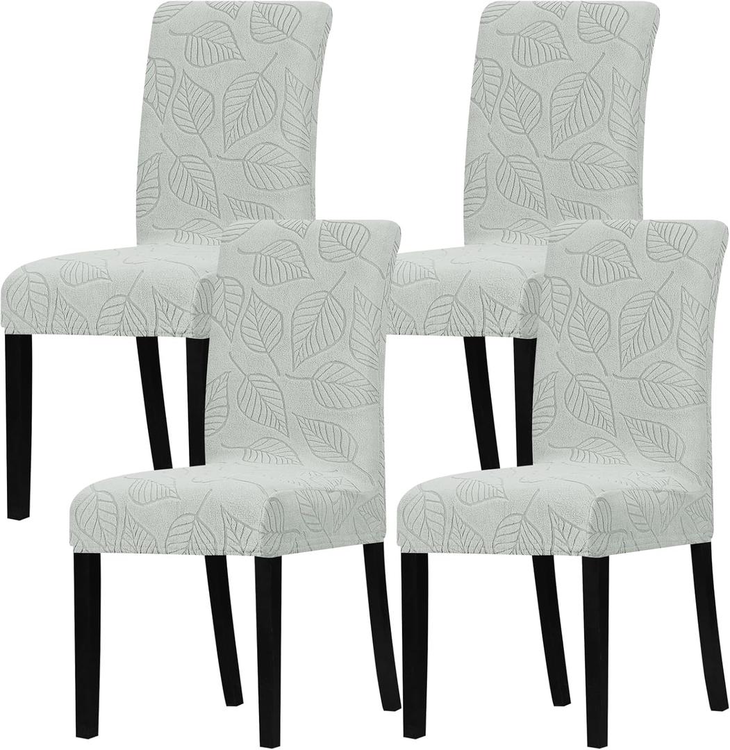 Dining Room Chair Covers Set of 4 - Removable Dining Chair Covers Stretch Dining Chair Slipcovers Kitchen Chair Slipcovers Parsons Chair Covers Protector Cover for Chairs Dining RoomLigeh Grey