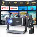 Polocsh 4k Projector with WiFi and Bluetooth, Smart Projector with Auto Focus & Voice Control, Over 10,000+ Apps Movie Home Theater Mini Portable Proyector For Indoor/Outdoor (Gunmetal)