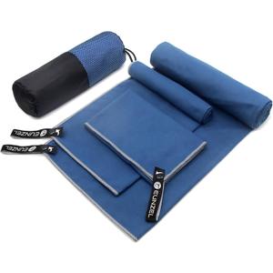 Eunzel Quick Dry Camping Towel, Microfiber Travel Towel 3 Size at 1 Pack,Fast Drying Towel Set for Camping, Beach, Gym, Sports, Yoga & Swimming Pool, Navy Blue