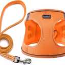 Dog Harness with Leash Set, No Pull Adjustable Reflective Step-in Puppy Pet Vest Harnesses for Small Medium Large Dogs and Cats,Orange Small