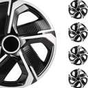 SCITOO 15 Inch Hubcaps 4-Pack Black & Silver Wheel Rim Cover Replacement Universal Fit Snap on R15 PP Material Set of 4 Hubcaps