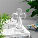 YWHL Clear Crystal Standing Cross Figurine Decor, Holy Cross Collectible Figurines Decoration, Religious Gifts for Women Men, Handmade Christian Easter Cross for Home Office