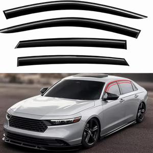 Tape-On Window Visors 4-Piece Compatible with 2023-2025 Honda Accord JDM 3D Wavy Mugen Style Sun Rain Guards Shield Shade Smoke (black)
