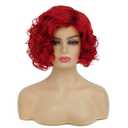 Baruisi Short Curly Red Wigs for Women Synthetic Natural Wavy Red Costume Cosplay Party Wig with Wig Cap
