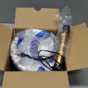 Soccer Ball Size 5 with Pump, Waterproof PU Leather - Professional Training & Official Match Ball, Includes Inflation Needle & Net Storage Bag for Outdoor & Indoor Games (Blue and white)