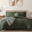 Monbix Full Comforter Set  7 Pieces Olive Green Bed in a Bag Full Size Bedding Sets with Comforters, All Seasons Comforter with Sheets, Pillowcases & Shams