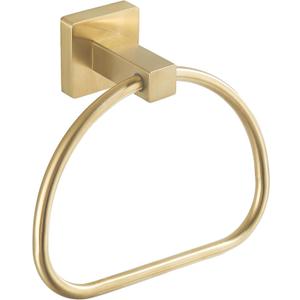 Leyden Brushed Gold Hand Towel Holder, Bathroom Towel Ring, Bath Hand Towel Hangers Wall Mounted Half Round Modern