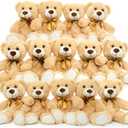 MorisMos 14Pcs Teddy Bears Bulk Baby Shower, 14inch Cute Teddy Bear Stuffed Animal Plush, Small Stuffed Bears on Centerpiece Baby Shower, Kids Party Favors, Brown