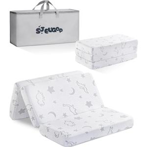 Trifold Pack and Play Mattress 38"x26", Pack N Play Mattresses with Dual Sided Soft & Firm Memory Foam Foldable Portable Crib Baby Mattress with Washable Cover and Carry Bag