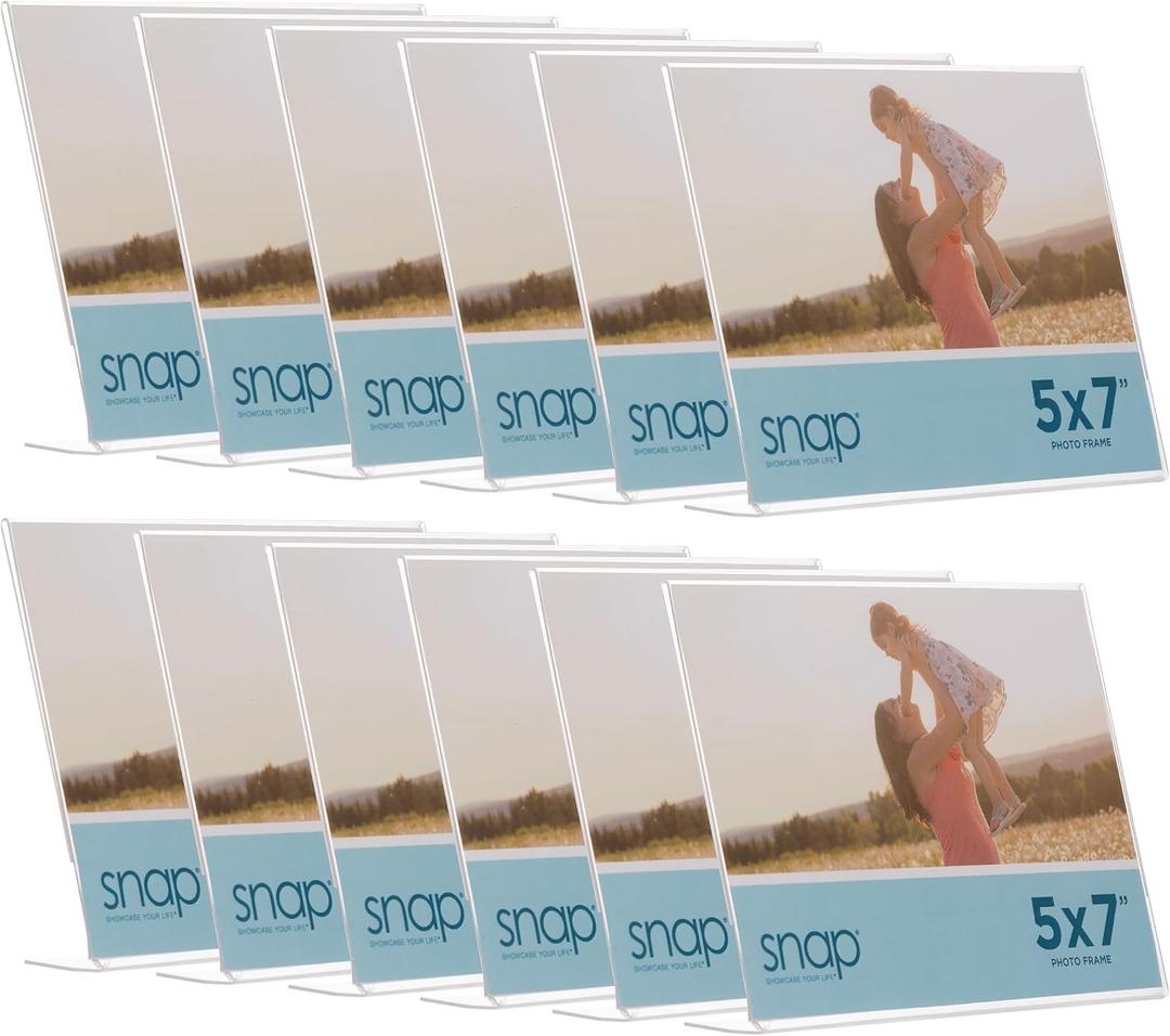 Snap 7x5 Clear Acrylic Self Standing Photo Frame, Set of 12