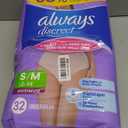 Always Discreet Adult Diapers for Women, Incontinence Underwear, Postpartum Essentials, Disposable Briefs, Max Absorbency, Bladder Leak Protection, Small/Medium, 32ct