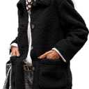 PRETTYGARDEN Women's Winter Faux Fur Coats Long Sleeve Lapel Button Down Pockets Fleece Sherpa Jacket Casual Trendy Outerwear (Medium, Black)