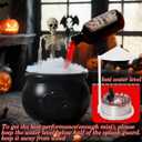 Halloween Decoration Set, Ultrasonic Mist Maker Fogger with Black Witch Cauldron DIY Magic Floating Bottles Halloween Skeleton Splash Guard, Spooky Hocus Pocus Party Decor for Home Garden Kitchen Yard