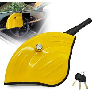 KAYCENTOP Universal Steering Wheel Lock Anti-Theft Car Devices Half Cover, Security Wheel Locks for Car, Adjustable Car Wheel Lock Fit Most Vehicle, Great Deterrent Yellow