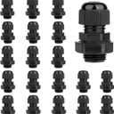 20 Pack 3/8'' NPT Cable Gland Waterproof Adjustable 4-8mm/0.16-0.31inch Nylon Cable Glands Joints with Gaskets (3/8", 20 Pack)