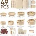 CAROTE 49pcs Pots and Pans Set, Ceramic Cookware Set with Detachable Handle, 49 Piece