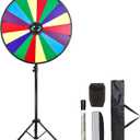 30 Inch 18 Slots Large Spinning Prize Wheel, Heavy Duty Spin Wheel Height Adjustable 54-67 Floor Stand Fortune Spinner with Dry Erase Marker & Eraser for Game Carnival and Tradeshow