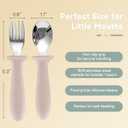 Eascrozn Toddler Spoons and Forks Set, 6 Pack Kids Silverware with Silicone Handle, BPA Free, 18/8 Stainless Steel Children Safe Toddler Utensils, Dishwasher Safe