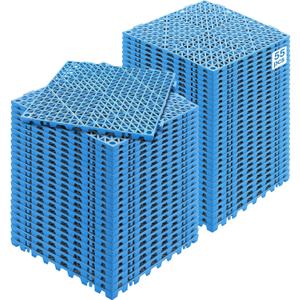 VEVOR Interlocking Tiles, 55Pcs 12 x 12 in, Soft PVC Drainage Tile Mat, Non Slip & Wear-Resistant Splicing Drainage Mat, Floor Tile Drain Holes for Restroom, Bathroom, Kitchen, Pool, Blue