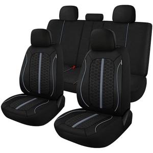 Kaisaatti Breathable Premium Car Seat Covers Full Set，3D Air-Mesh Seat Covers for Cars，Comfortable Safety Airbag Compatible，Universal for Most Cars Sedan Truck SUV(Black/Gray)