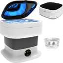 Portable Washing Machine, 15L Foldable Mini Washer & Spin Dryer, Collapible Compact Washer, Small Folding Laundry Washing Machine, Socks, Baby Clothes, Underwear, Dorm, Camping, Apartment, RV, Grey