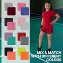 Girls Clothing Sets Tagless Loose Athletic Performance Crew Neck T-Shirt and Short Outfits Size 5-14 (4 Piece Set) (7-8)