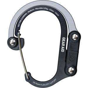 GEAR AID HEROCLIP 360 Swivel Carabiner Gear Clip and Hook (Medium) for Camping, Backpack, Suitcases and Garage Organization (Black & Gray)