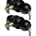 BESTTEN 2 Pack Door Knob with Lock and Key, Keyed Different, Matte Black