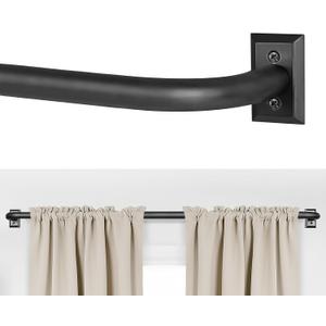 Blackout Curtain Rod for Windows 28 to 48 Inches, Wrap Around Heavy Duty Rod for Darkening, Modern Decorative Curtain Treatment, Matte Black