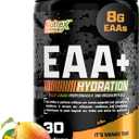 Nutrex Research EAA Hydration | EAAs + BCAA Powder | Muscle Recovery, Strength, Muscle Building, Endurance | 8G Essential Amino Acids + Electrolytes | 30 Servings It's Mango Time, BEST BY 09/2028