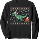 T-Rex Dinosaur Ugly Christmas for Adults Kids Sweatshirt L