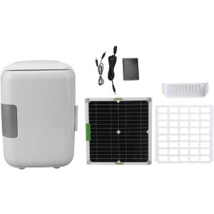 Portable Mini Fridge, 50W Monocrystalline Solar Panel DC18V Solar Powered Car Refrigerator, Fast Cooling Compact Freezer with Battery Box Connector Cable for Camping Outdoor