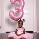 10 x 40 Inch Pearlescent Pink 1 Balloon for First Birthday, 1st Number Balloons Birthday Decorations for Girl Kids Toddler Baby, One Giant Number 1 Balloon